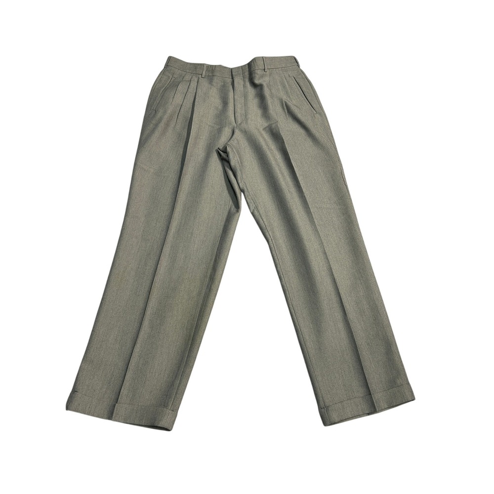 Savane Men's Dress Pants Gray Blend Pleated Cuffed Career Work Size‎ 36x30